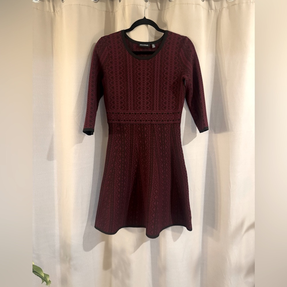 Nina Leonard  Burgundy Knit Dress
